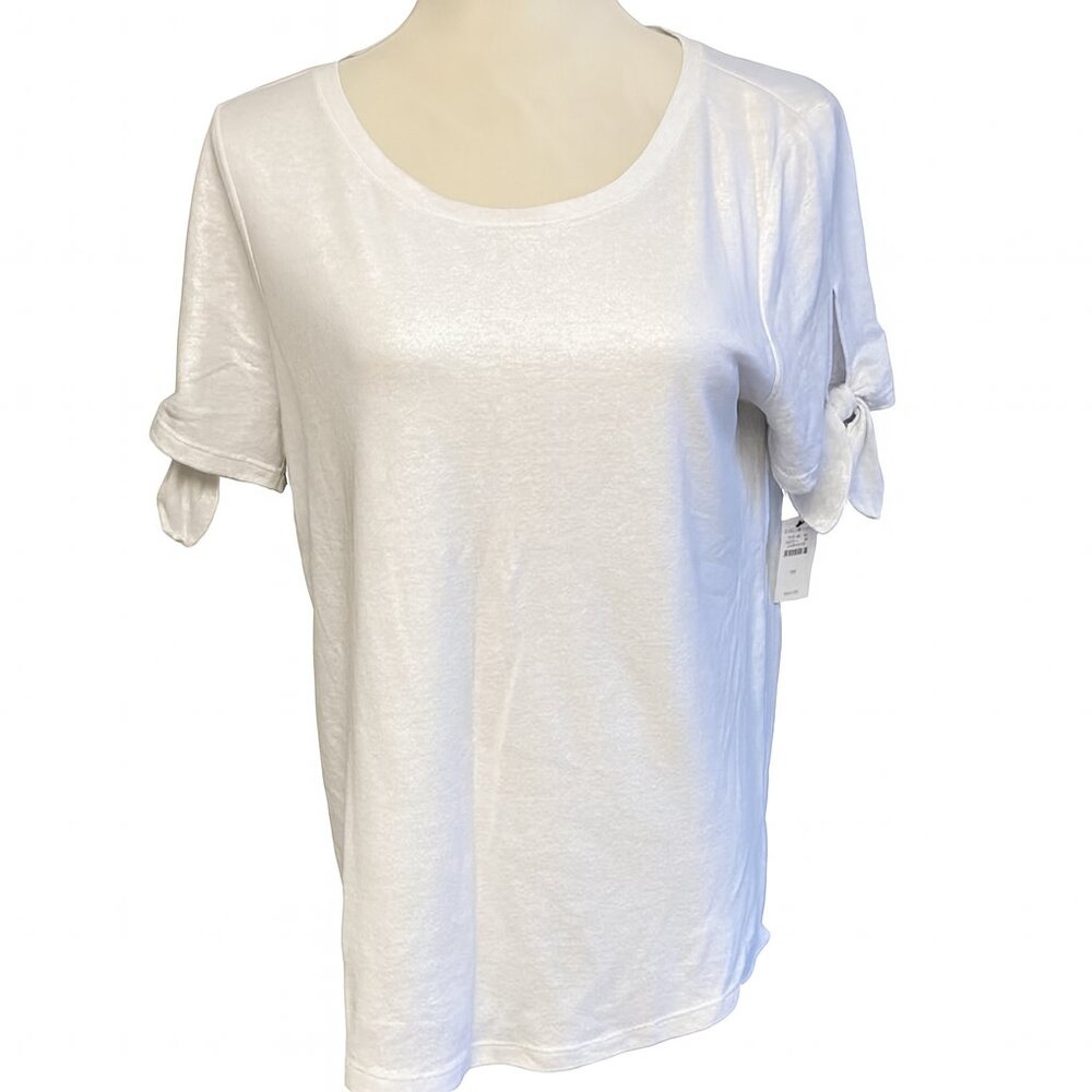 NWT Talbots White Tie-Front Short-Sleeve Tee – Size M
